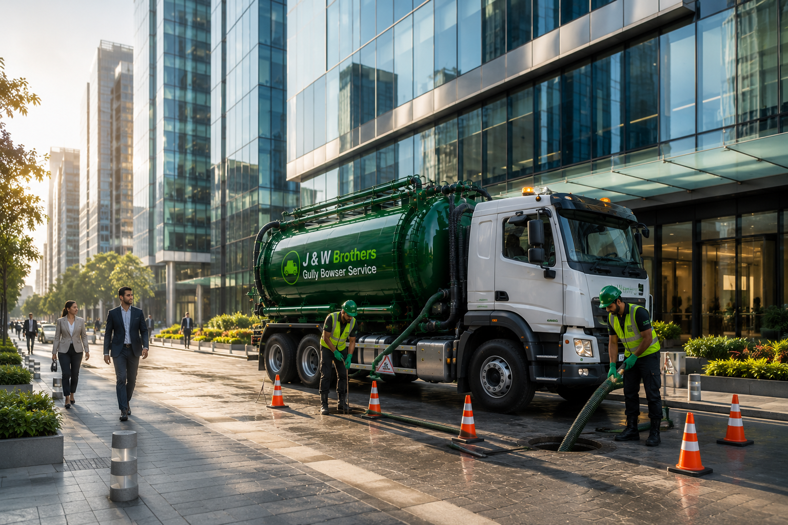 J & W Brothers gully bowser service at a commercial property